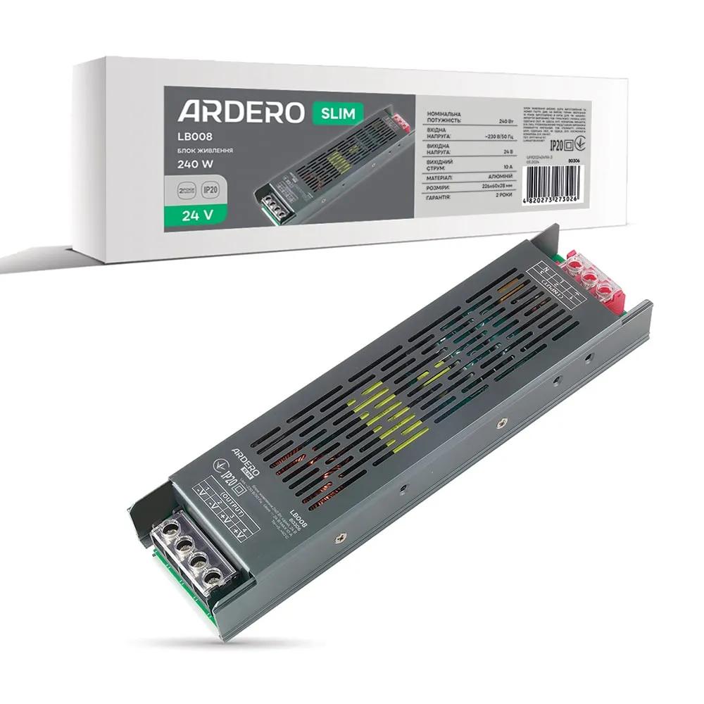 Блок живлення для LED стрічки Ardero LB008 24В 240Вт IP20 (80306) - 494401