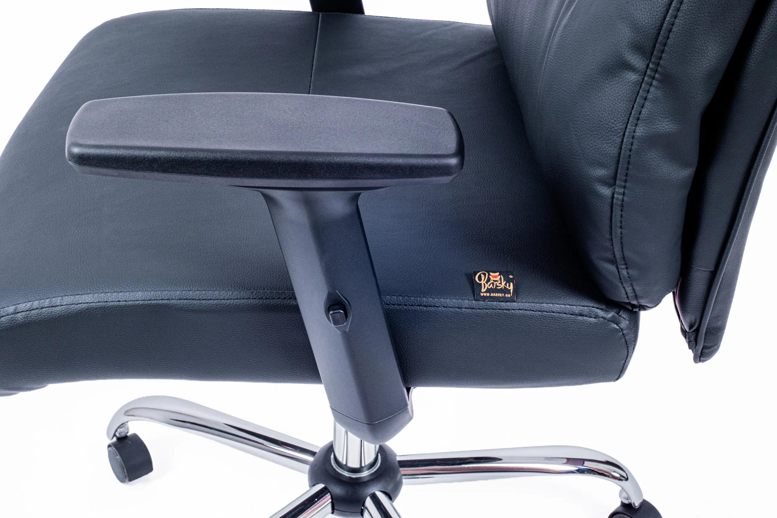 Офісне крісло Barsky Office Soft Leather Syn Black ергономічне з 3D підлокітниками (BOS-03) - 507330