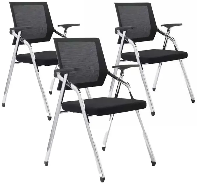 Комплект стульев Barsky Office Chrom Black 3 шт складные с сеткой (SBOF-01CHR-3) - 526905
