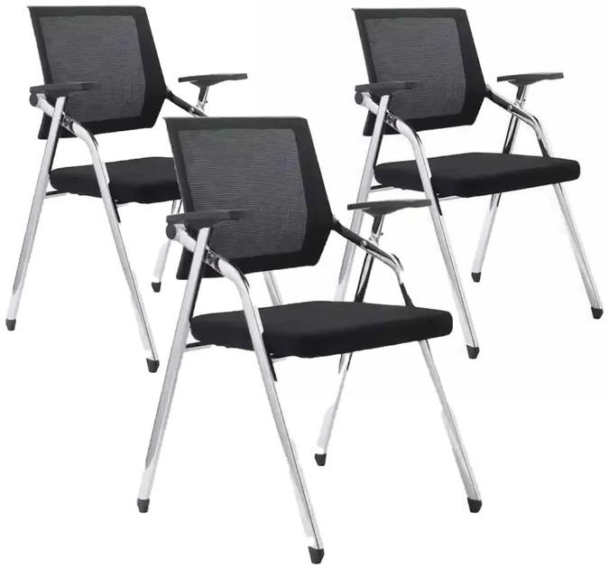 Комплект стульев Barsky Office Chrom Black 3 шт складные с сеткой (SBOF-01CHR-3) - 526905