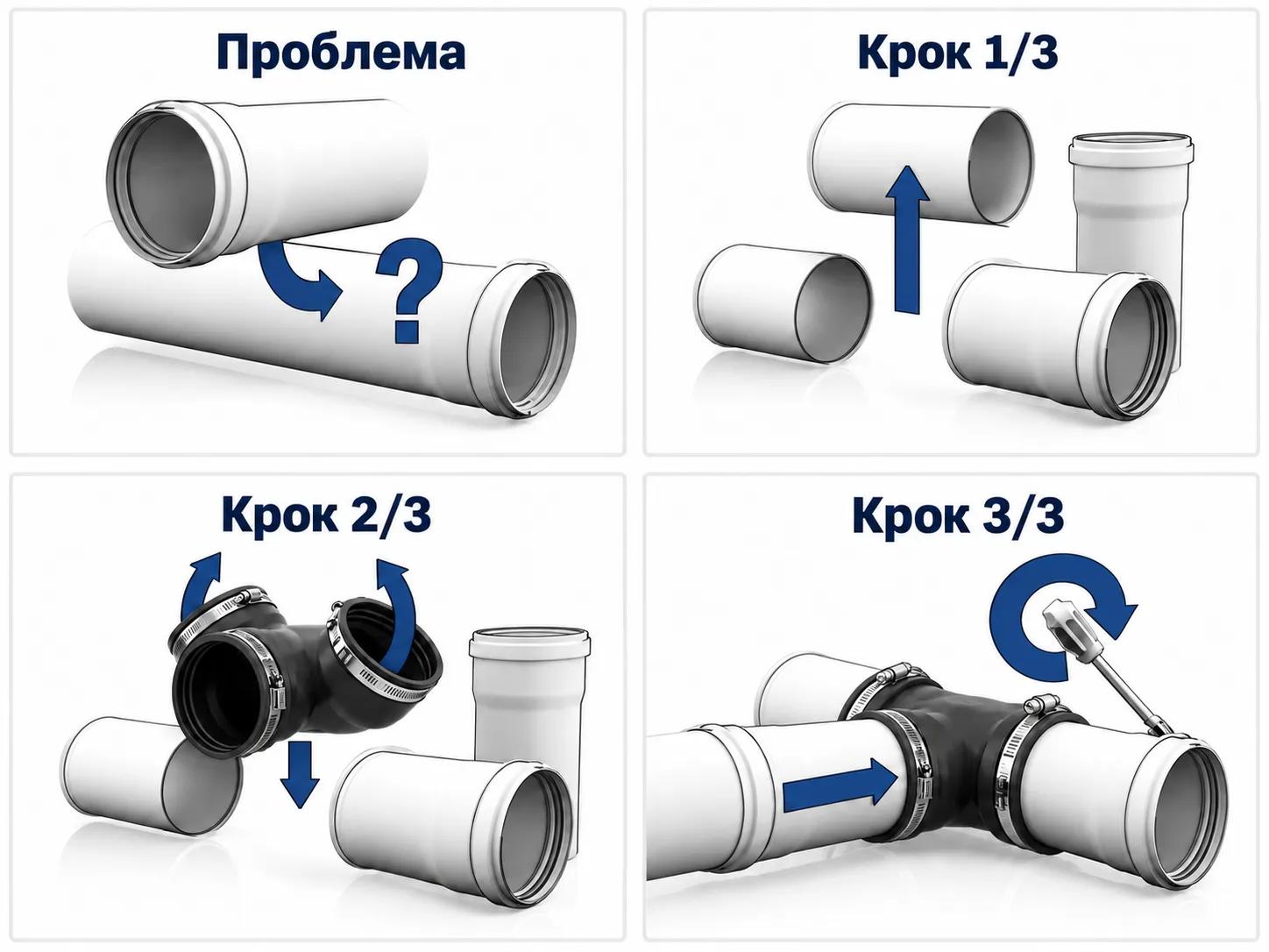 Гнучкий трійник для каналізації CRASSUS CFA 090, 90°, 78–90 мм (3″), EPDM/V2A - 547358