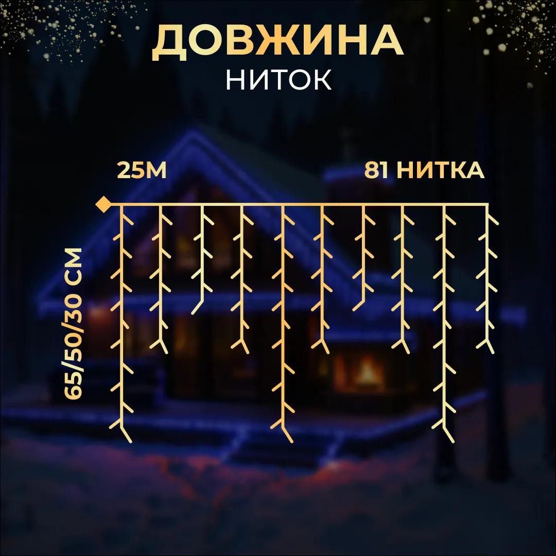 Гірлянда Бахрома вулична 405 LED 25 м від мережі чорна нитка, синій - 564716