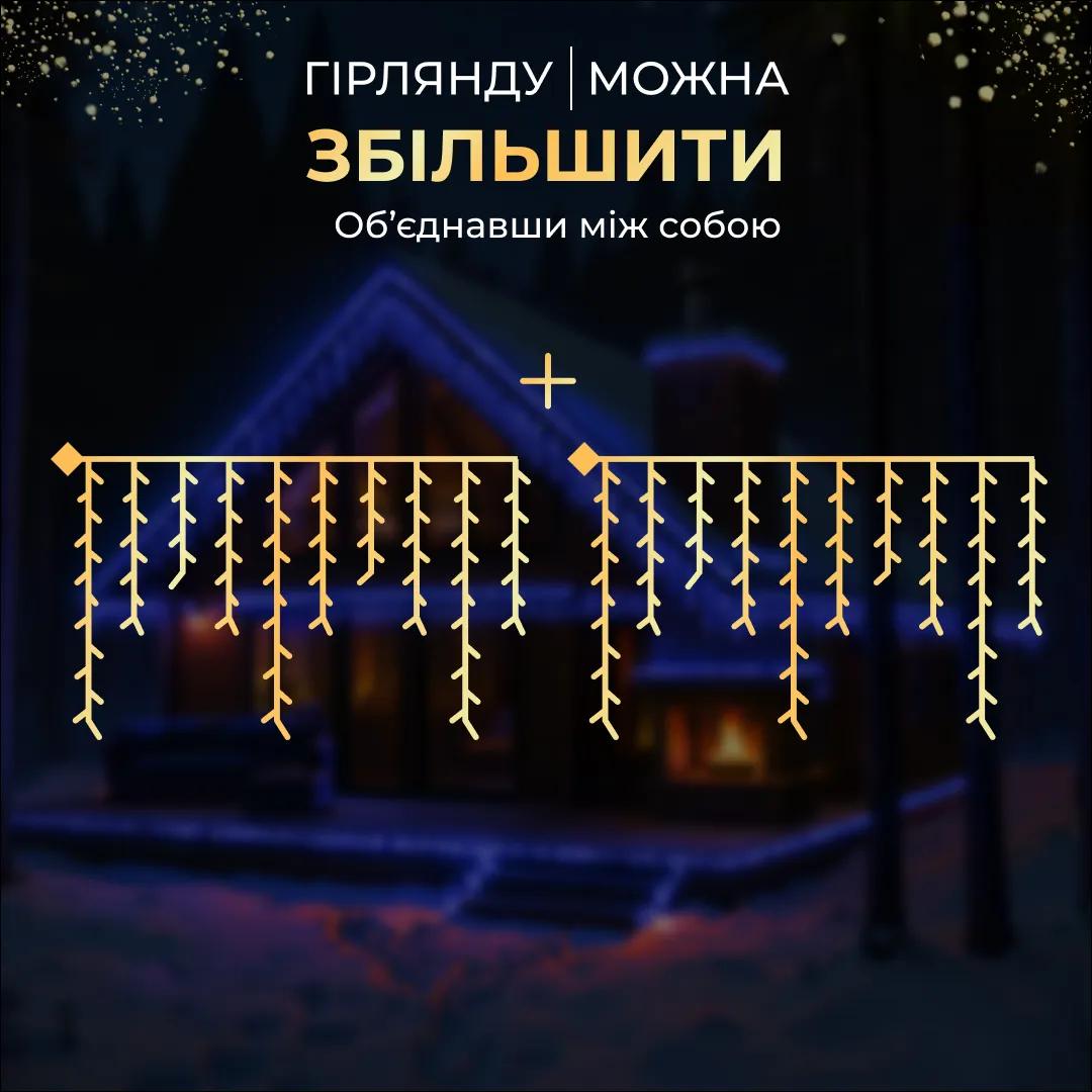Гірлянда Бахрома вулична 405 LED 25 м від мережі чорна нитка, синій - 564719