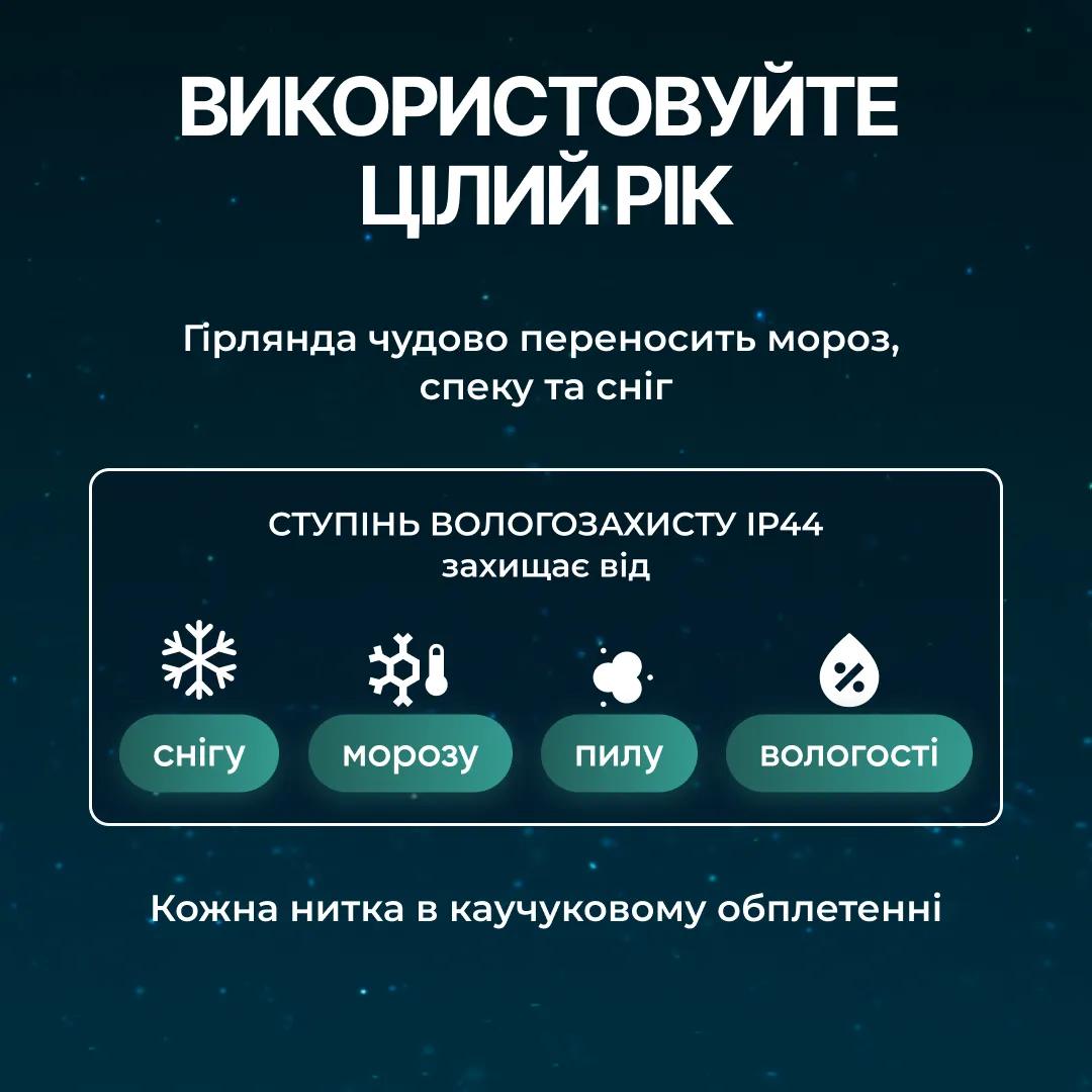 Гирлянда Бахрома уличная 600 LED 36 м от сети черная нить, белый - 564801