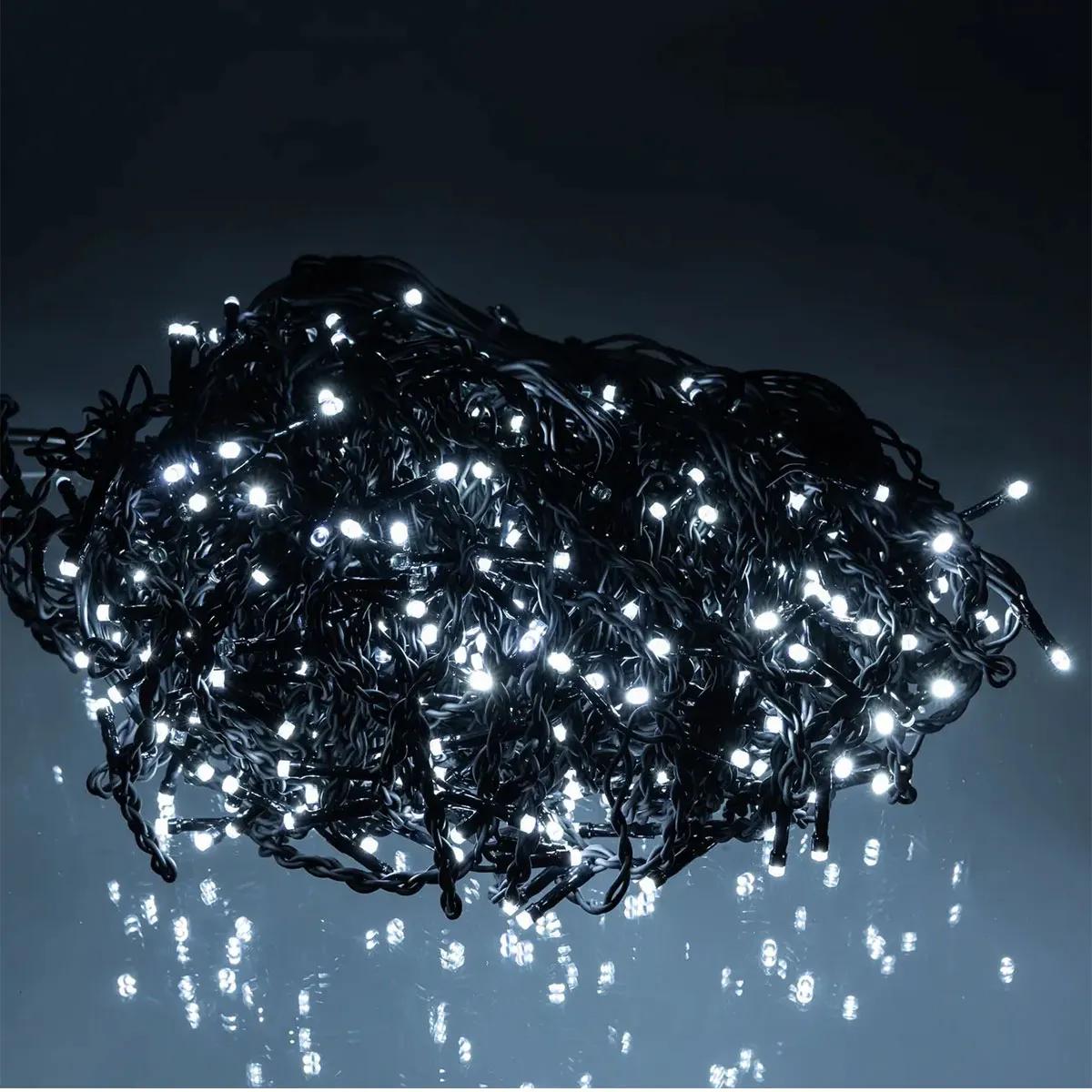 Гирлянда Бахрома уличная 600 LED 36 м от сети черная нить, белый - 564804