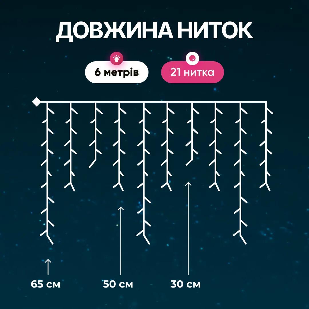 Гірлянда Бахрома вулична 105 LED 6 м біла нитка, мультиколір - 564851