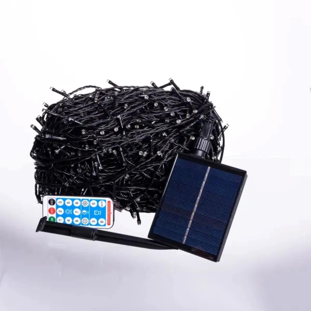 Гирлянда Нить уличная 1000 LED 100 м на солнечной батарее черная, синий - 565010