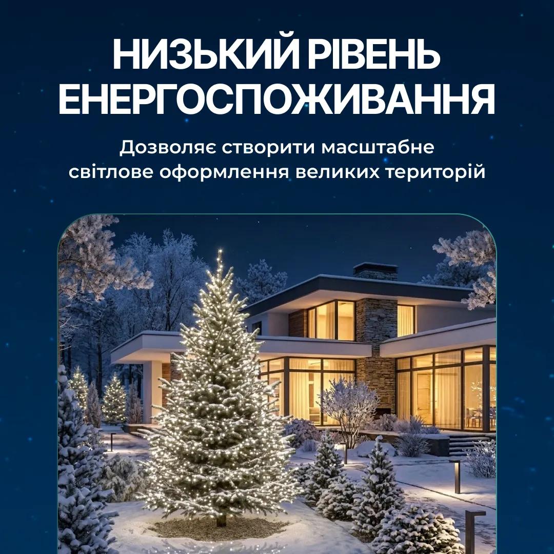 Гирлянда Нить уличная 300 LED 30 м на солнечной батарее черная, белый - 565041